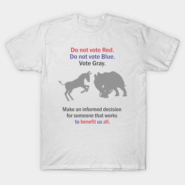 Vote Red Blue Gray T-Shirt by KEWDesign